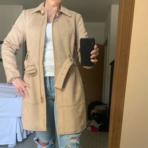 INC International Concepts Faux Suede Trench Coat